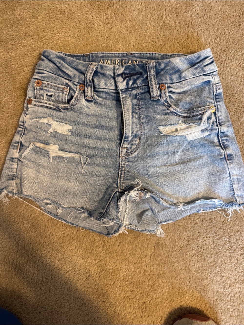 American Eagle Outfitters Light Wash Distressed Denim Shorts